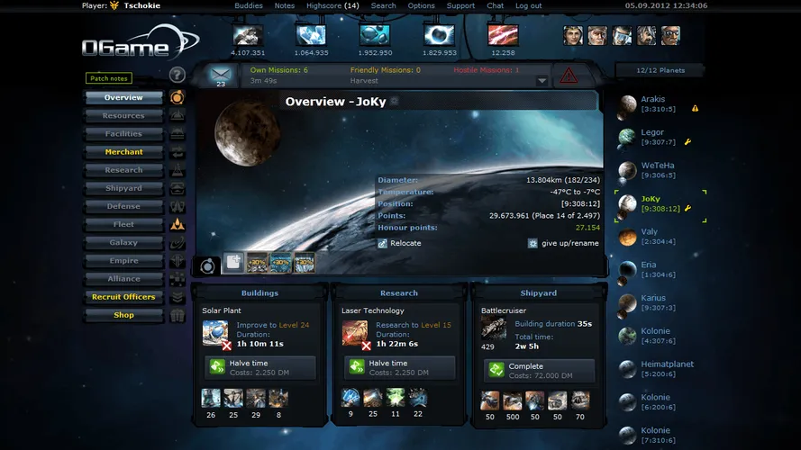 Скриншот игры OGame